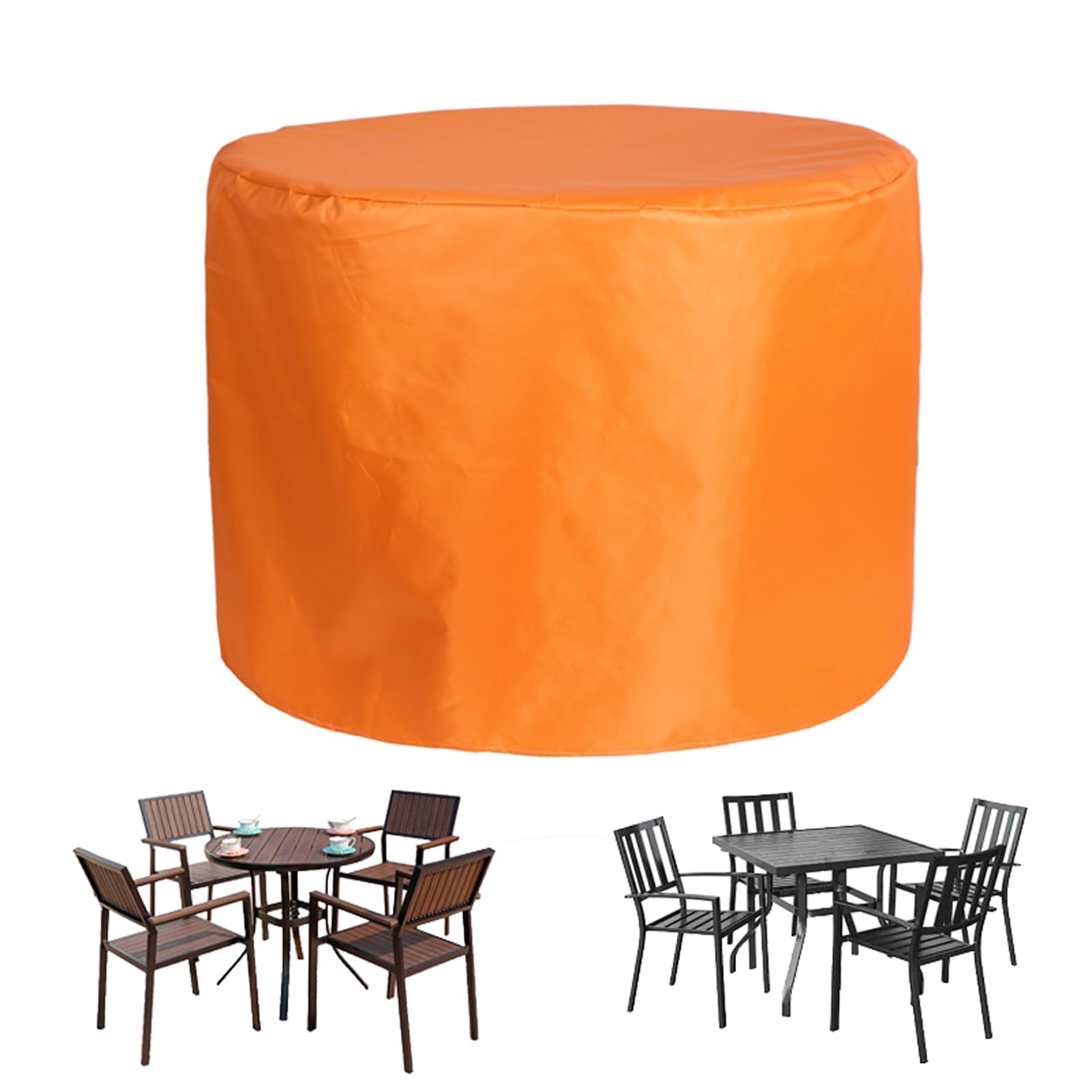Funda impermeable para muebles de patio, 400 x 260 cm, resistente y redonda, para mesa y sillas de exterior, para jardín, todo tipo de clima