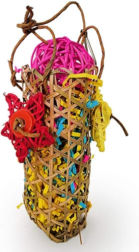 Miniatura 1 de POPETPOP Trituradora de juguetes para pájaros, paquete de 2 juguetes de trituración de loros, trituradora de bambú, trituradora de forraje, juguete