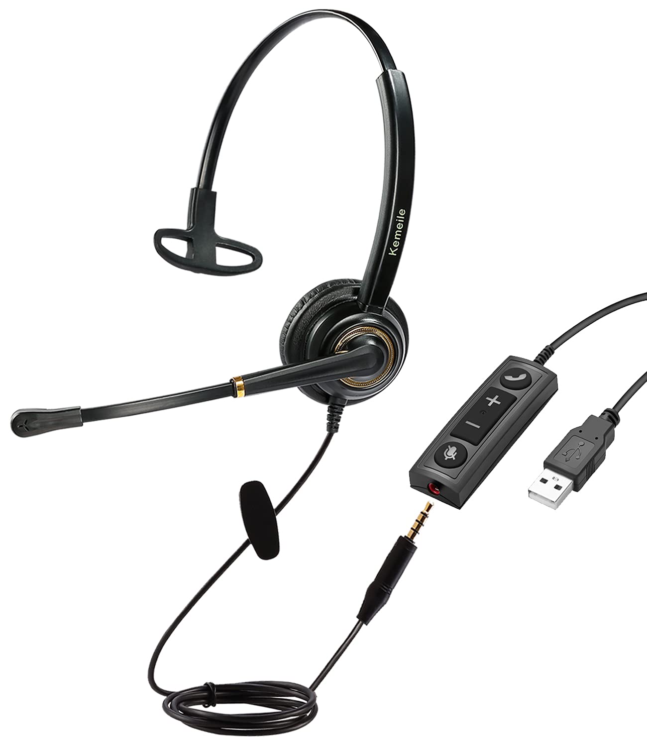 USB Headset/3.5mm Cell Phone Headset with Mic Noise Cancelling, Computer Headphone PC Headset with Voice Recognition Microphone for UC Softphones Teams Business Skype Zoom Dragon Online Education etc