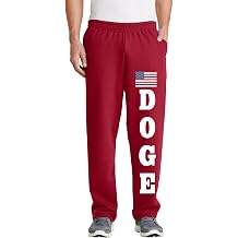 Doge American Flag Republican Elon Musk Open Bottom RED Sweat Pants