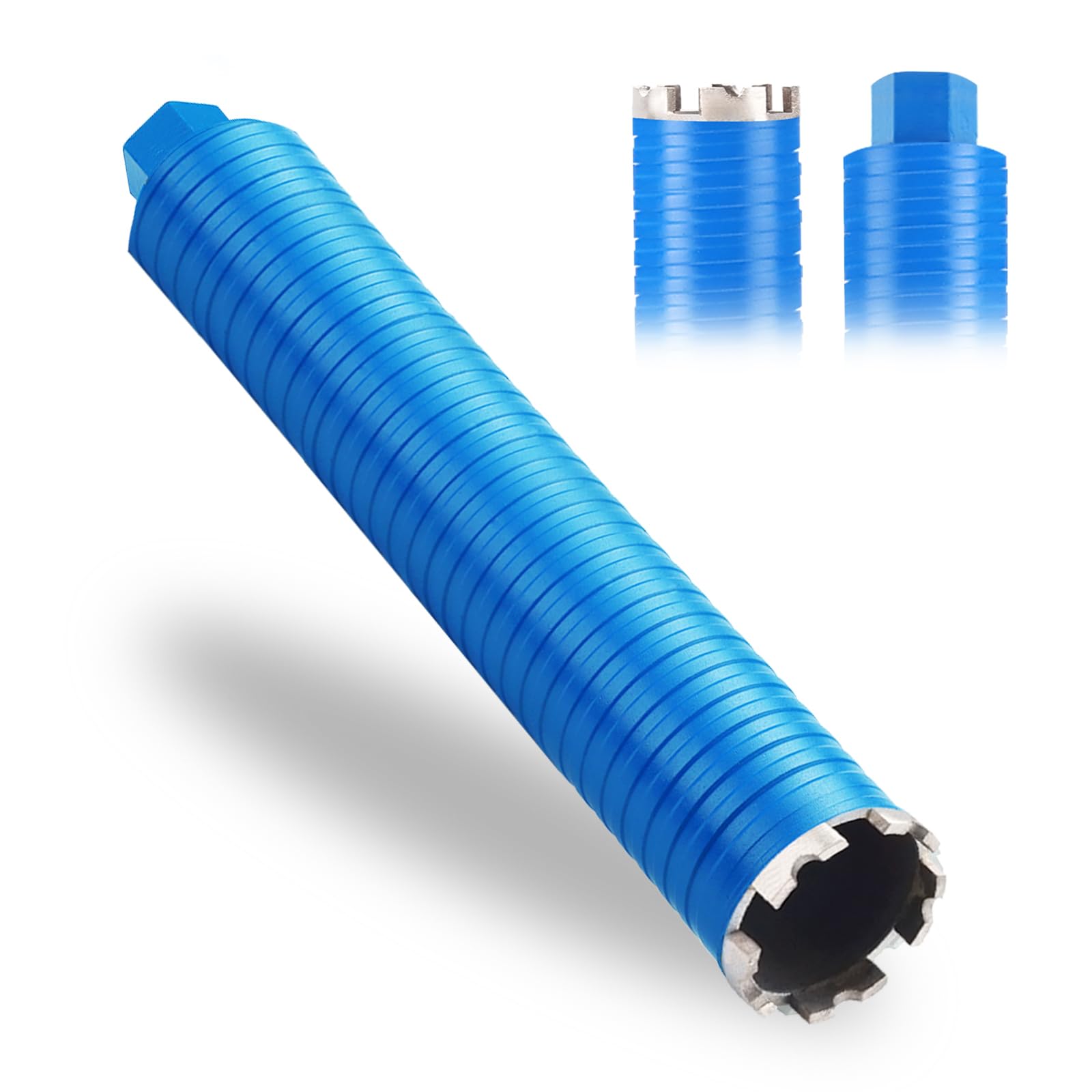 2 1/2in Diamond Core Drill Bit with 14-9/16in Total Length, 7/8in Thread, Core Bits for Concrete Brick, Block and Masonry