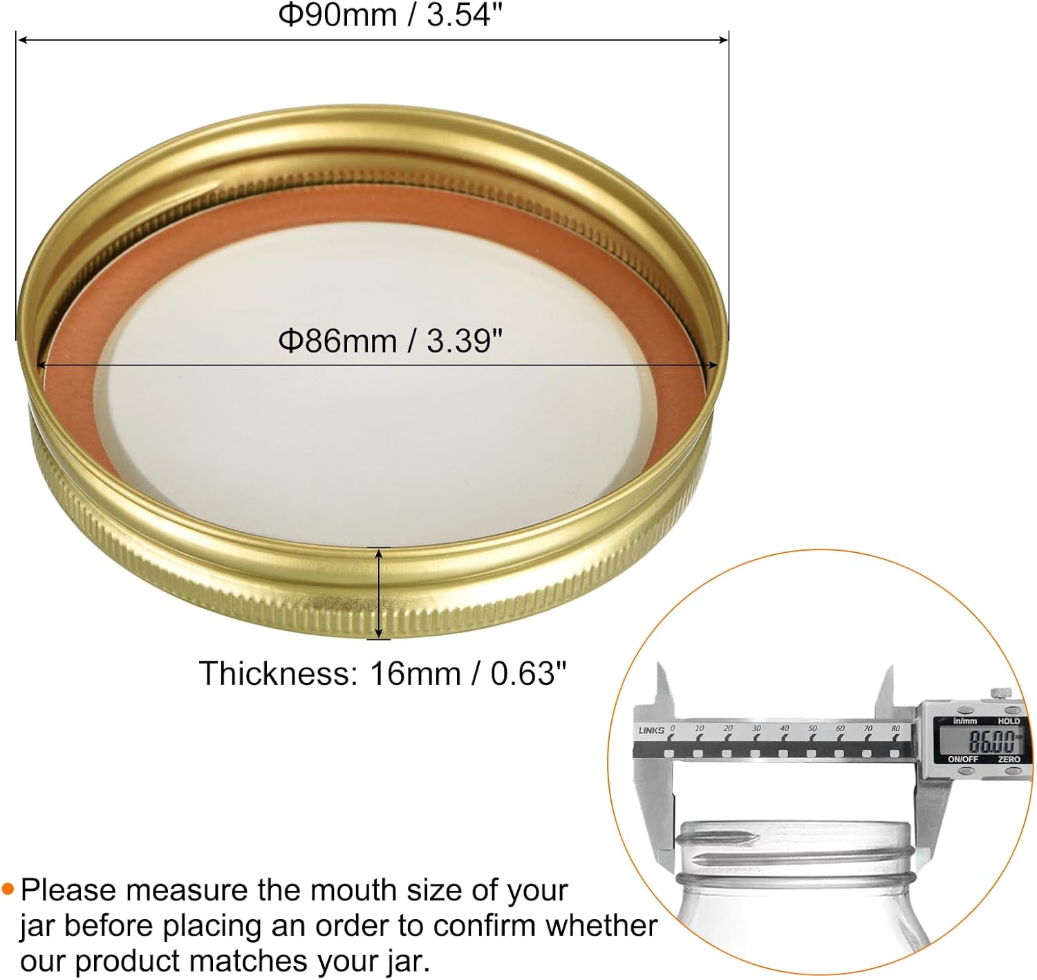 uxcell Canning Lids, 50 Sets - Tinplate Split-Type Mason Jar Lids and Bands Wide Mouth with Date Leak Proof Fits Storage Cover (Gold)