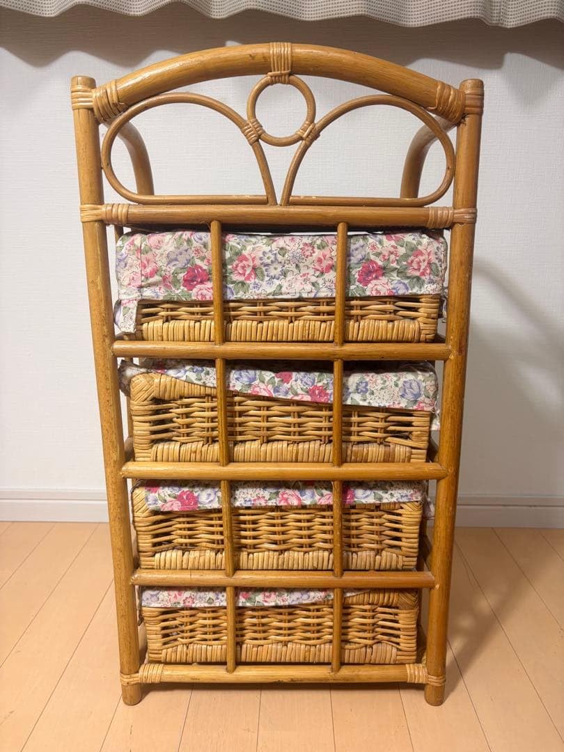 Amazon.co.jp: ラタン チェスト 4段 籐家具 レトロ : ホーム＆キッチン