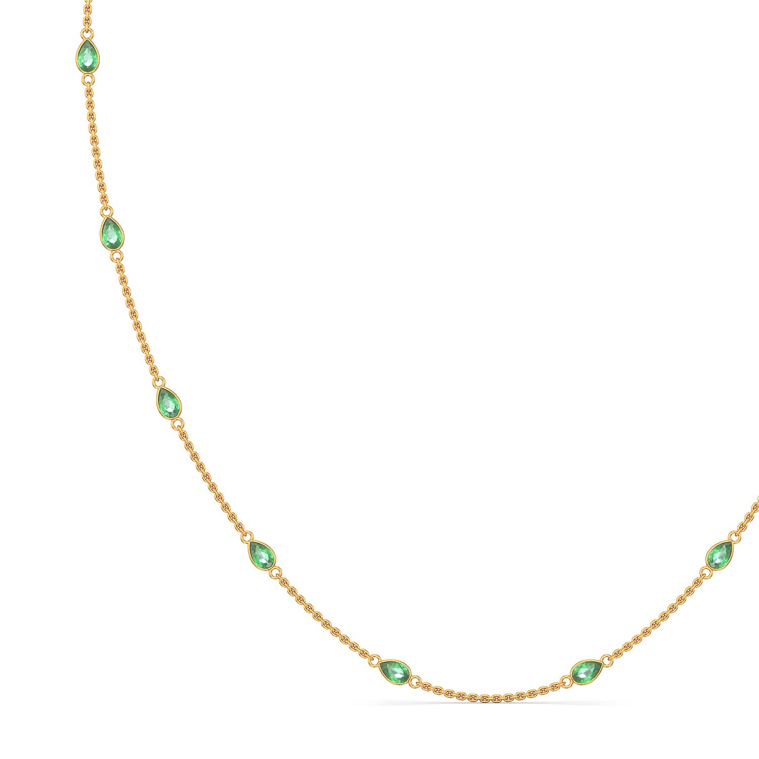 Ratna Collections 22k (916) Yellow Gold and Emerald Chain Necklace for Women