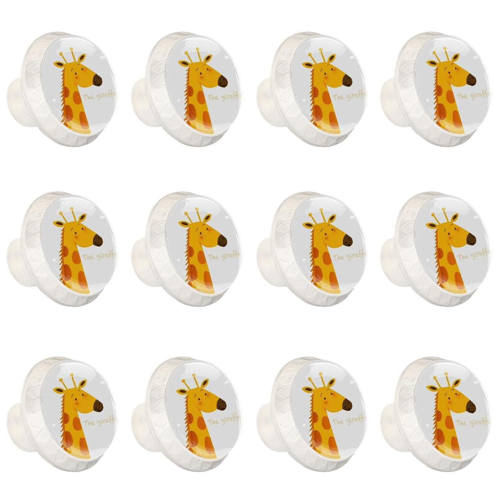 Boutons d'armoires de cuisine et poignées de tiroir décoratives ronds motif girafe x12