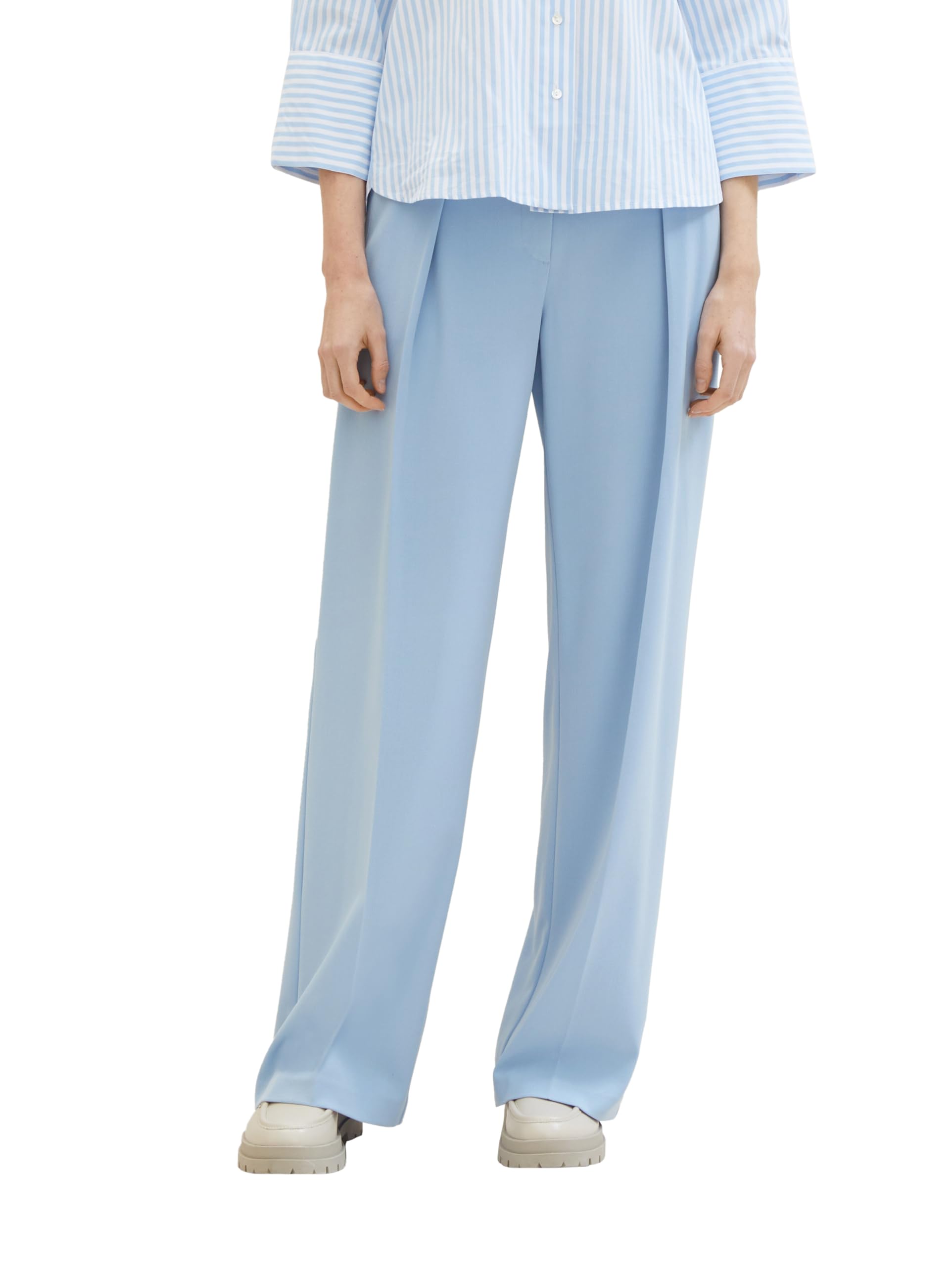TOM TAILOR Damen Lea Straight Fit Hose mit weitem Bein