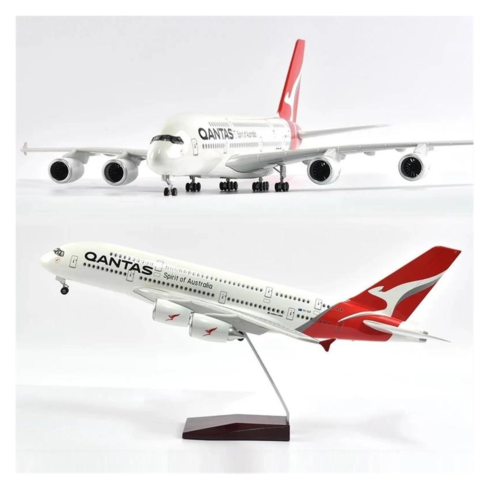 Odlewany metalowy samolot w skali 1/160 do samolotu 380 A380 QANTAS Model linii lotniczej W lekki i kołowy odlewany samolot z żywicy plastikowej do zbierania do kolekcji i wyświetlania (LED)