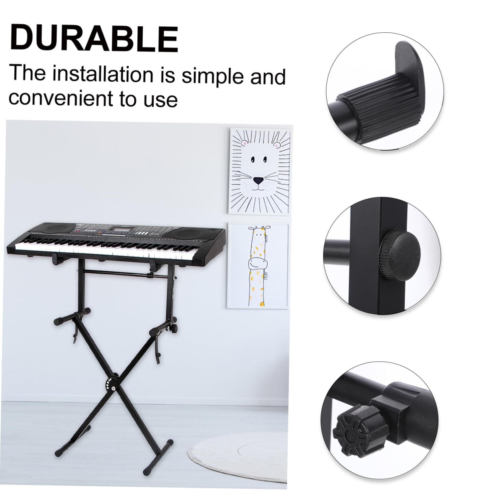 Supporto Per Tastiera Regolabile in Larghezza Doppio Tubo, Altezza 47-71 Cm, Pieghevole e Facile Da Montare, Adatto a Tastiere Elettroniche e Organi, Uso Domestico e Concerti
