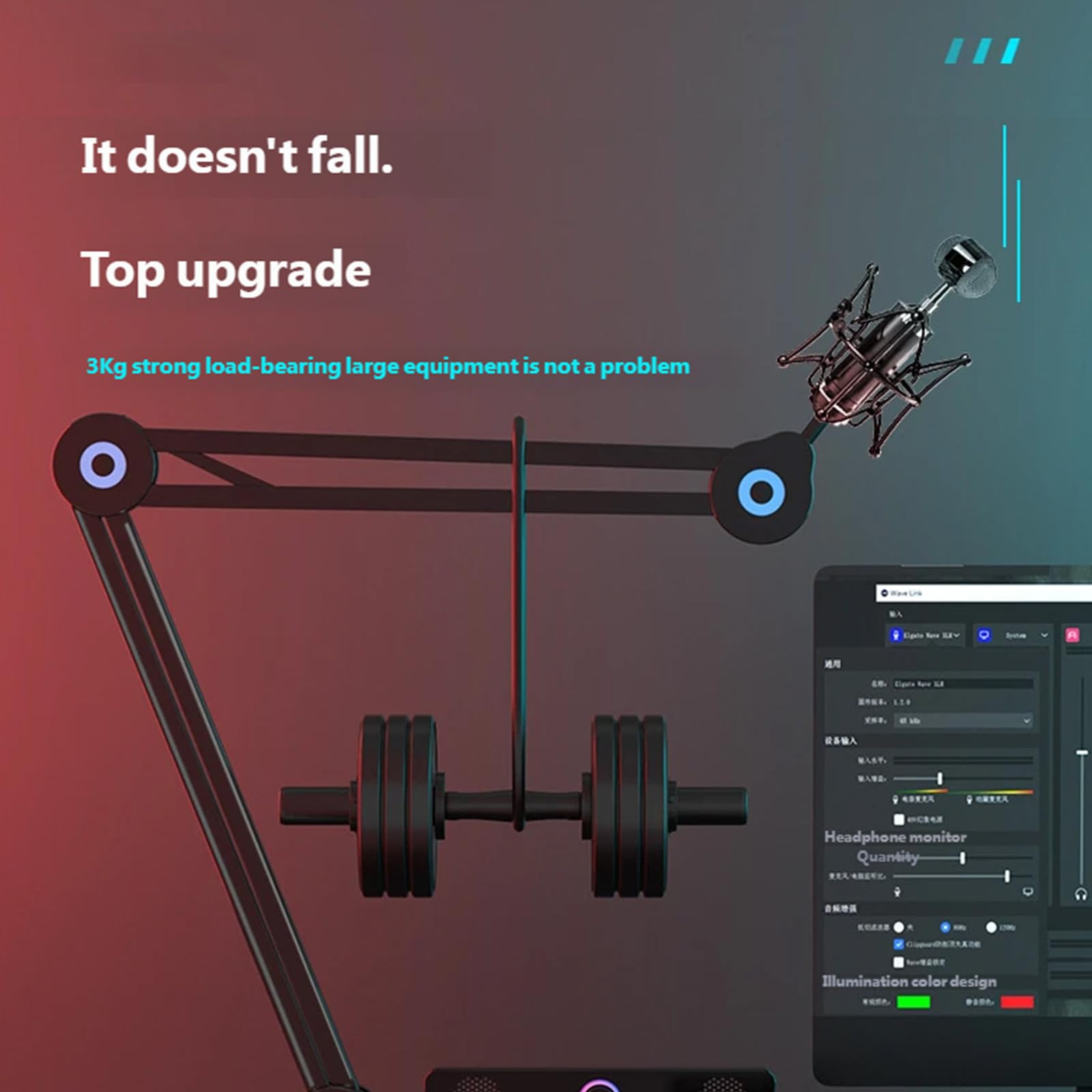 Desktop Mikrofonarmhalter mit 360-Grad Drehung und sicherer Montageklemme für Live Streaming Heimstudiogeräte Desktop Mikrofonarm