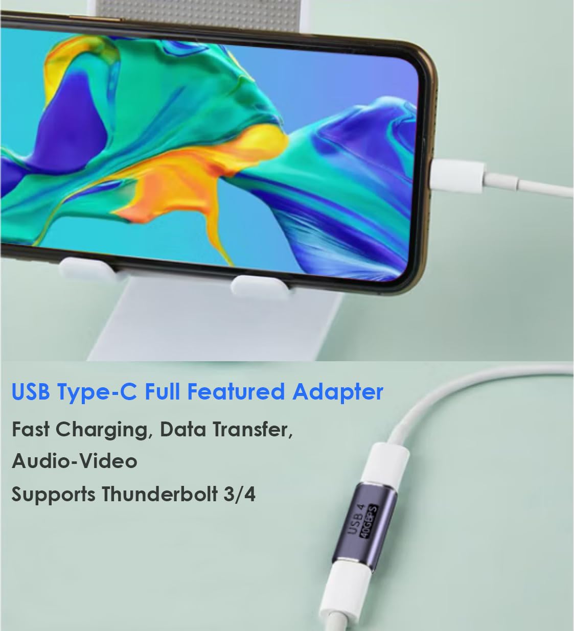 Adattatore USB C Femmina a Femmina, Connettore Prolunga, Supporta 40Gbps, 100W, 8K/60Hz, Compatibile Thunderbolt 4/3