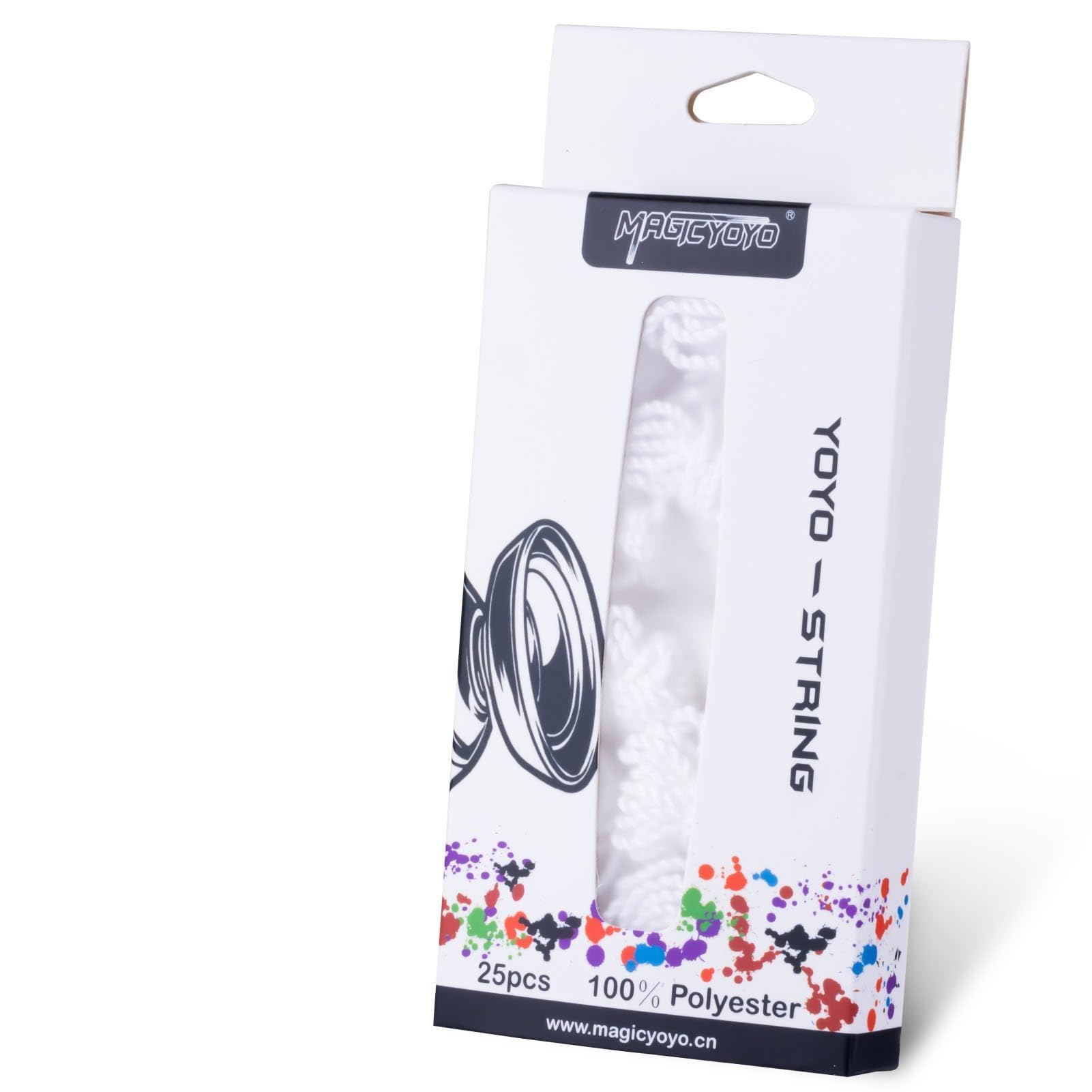 MAGICYOYO Yoyo Strings Glow in The Dark White: 100% Polyester Professional Luminous Yo-yo Trick Use, Responsive Unresponsive, Pack of 25