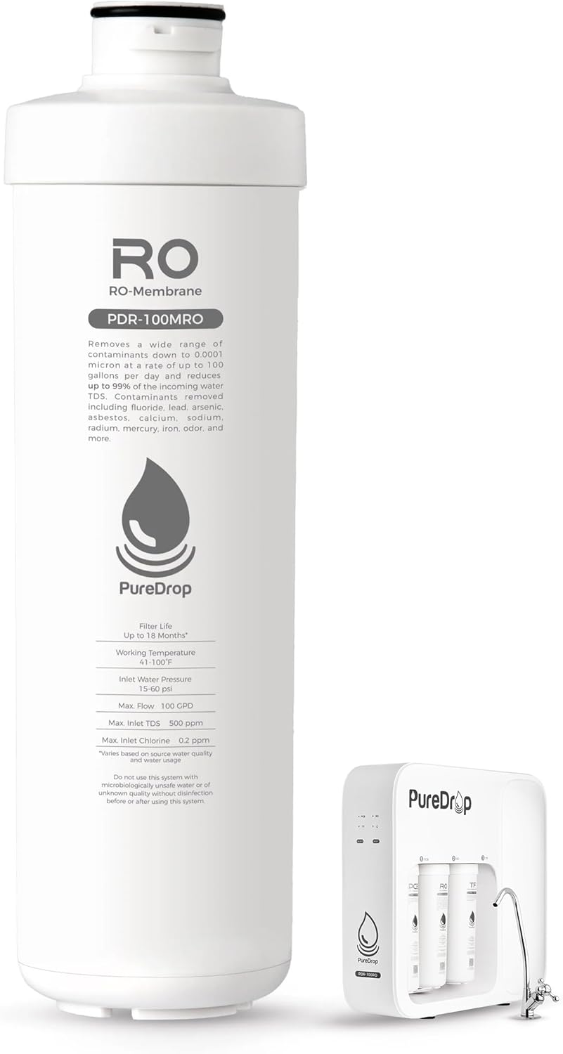 PureDrop PDR-100PCB PP & Carbon Block Composite Filter Replacement Cartridge for PDR-100RO Tankless Reverse Osmosis Water Filtration System
