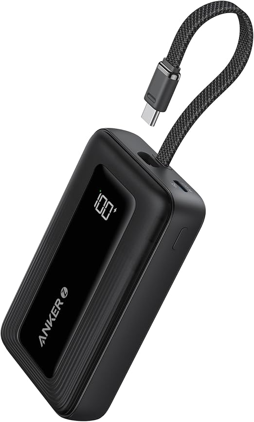 Anker Portable Charger, 10,000mAh 30W Power Bank, USB-C in and Out Fast Charging Battery Pack, Travel Essential Phone Power Bank, for iPhone 16/15, iPad, MacBook, Galaxy, Google, and More