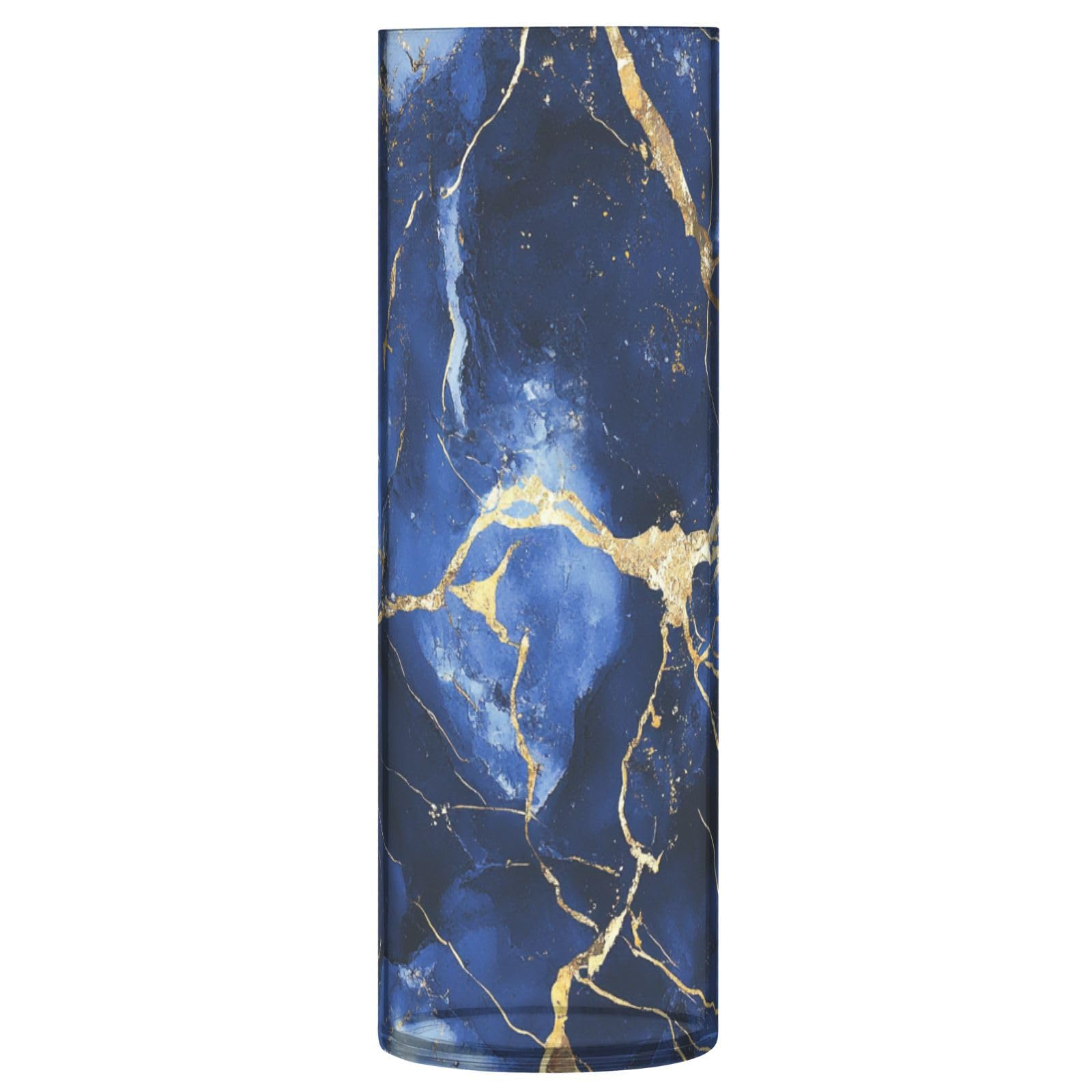 Vase en plastique marbré bleu et or 30x10 cm pour la décoration du salon
