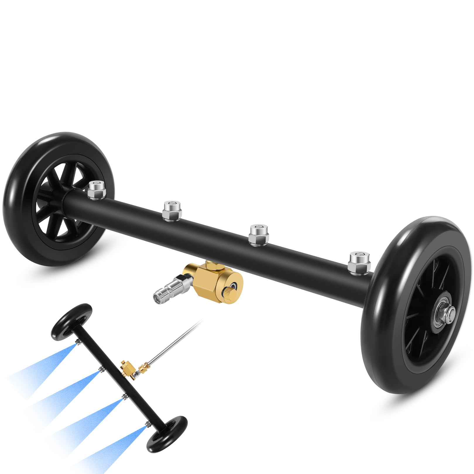 Pressure Washer Undercarriage Cleaner, 16 Inch 4250 PSI 1/4" Connector Undercarriage Washer, Pressure Washer Under Car Cleaner with 3 Pieces Extension Wand