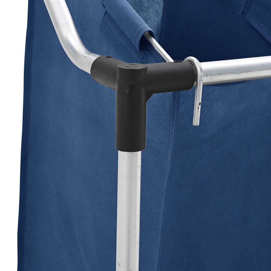 Wäschesortierer mit 4 Taschen Blau, Wäschekorb mit Rollen Stahl, Wäschesammler mit Griffen, Wäschesortierwagen 4 Fächer