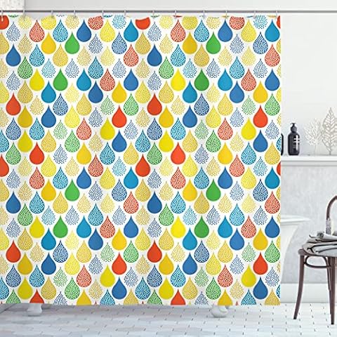 Ambesonne Colourful Raindrops Shower Curtain Cover