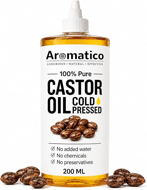 Aromatico Óleo de Rícino Prensado a Frio para Cabelos, Rosto e Cílios, 210 mL
