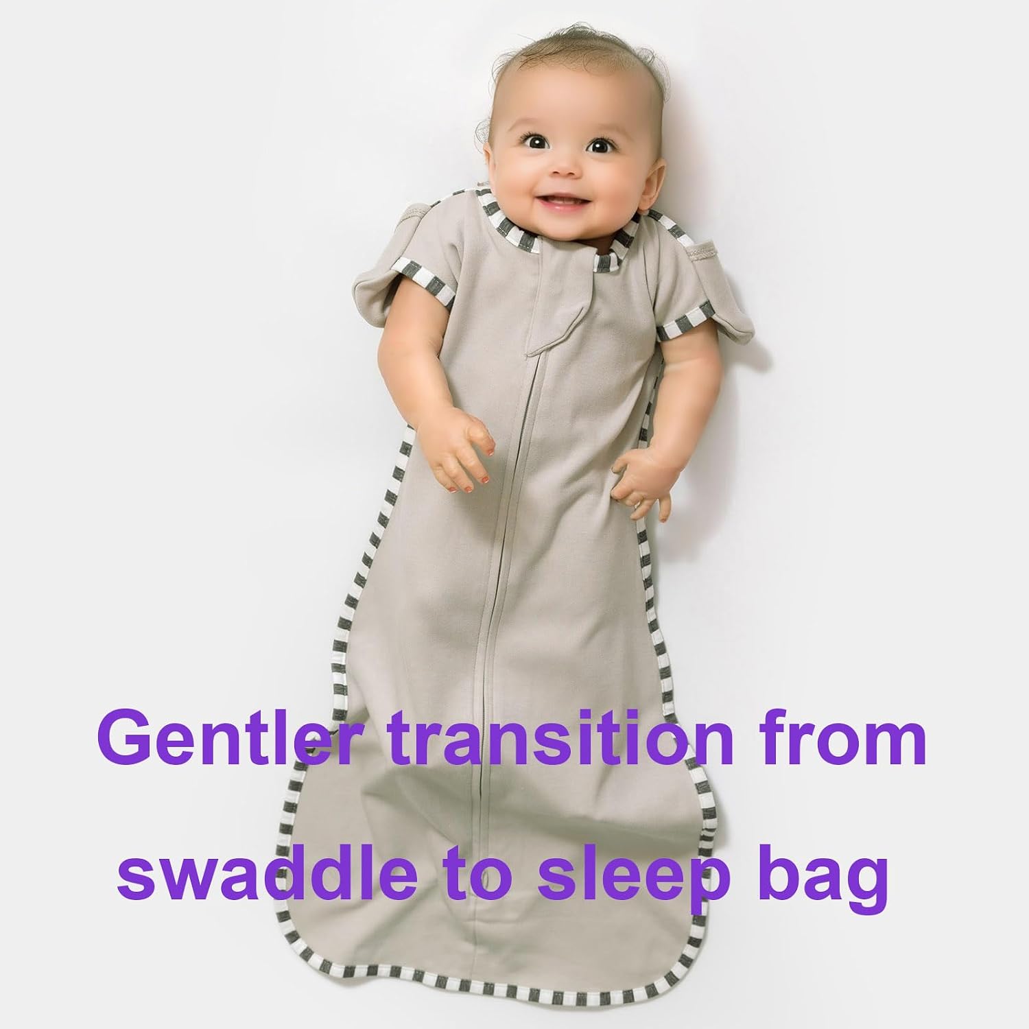 Swaddling Sleep Sack 2-Pack, 100% Cotton Newborn Wearable Blanket, Arms Up Design with 2-Way Zipper, Transitioning Breathable Swaddle (Light Grey + Grey, Medium 3-6 Months)