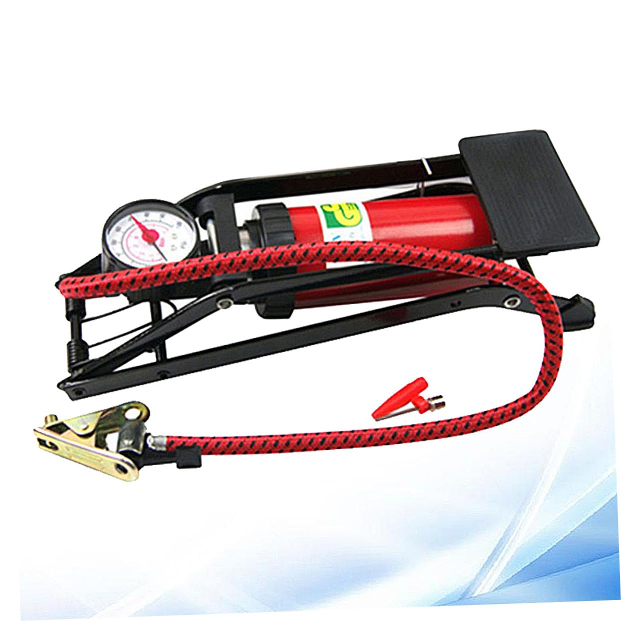 Hochdruck Fußpumpe mit Manometer Tragbare Autoreifen Standpumpe für Fahrrad Motorrad rutschfeste Multifunktionsventile Kompatibel mit Gummiboot und Luftbett Robuster Fußbetrieb