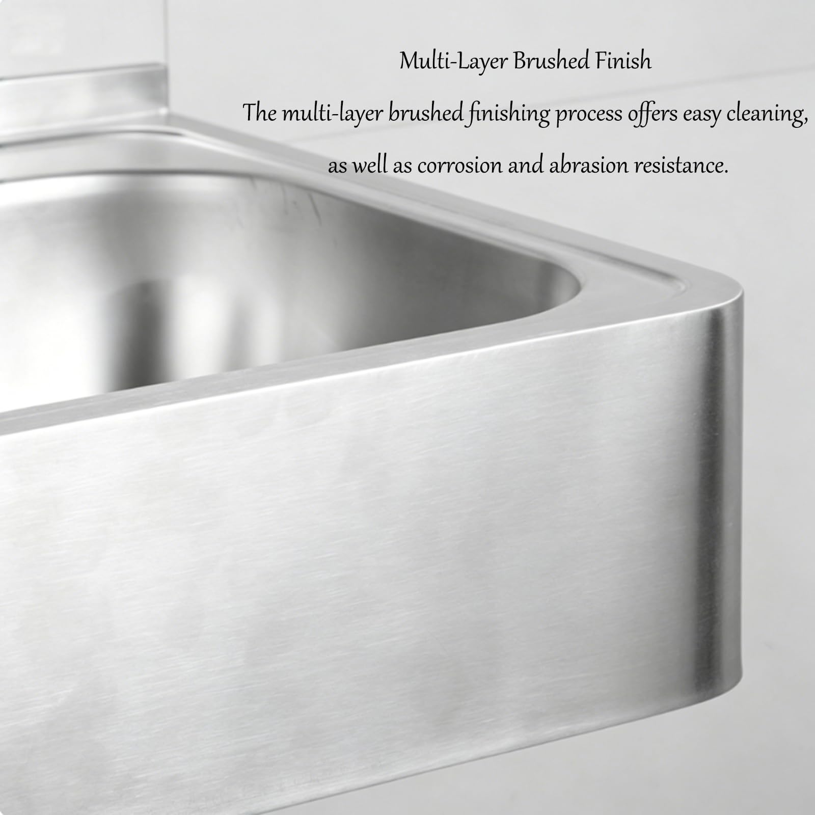 Fregadero de pared de acero 304 sin entrada con juegos de grifo, lavabo comercial de metal cepillado para lavandería, baño, kit Clete Draina incluido