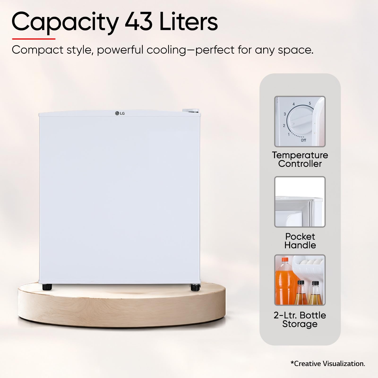 LG 43L Mini Bar Refrigerator - Super White -5