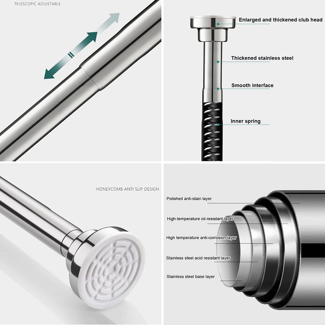 Barre de suspension extensible en acier inoxydable réglable sans perçage et finition naturelle élégante, s'adapte aux espaces de 60 à 100 cm pour une fixation facile