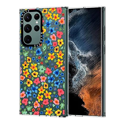 MOSNOVO Funda para Samsung Galaxy S22 Ultra Anti-Choque Caso Delgada Anti-arañazos Carcasa Case - Flores Preciosas