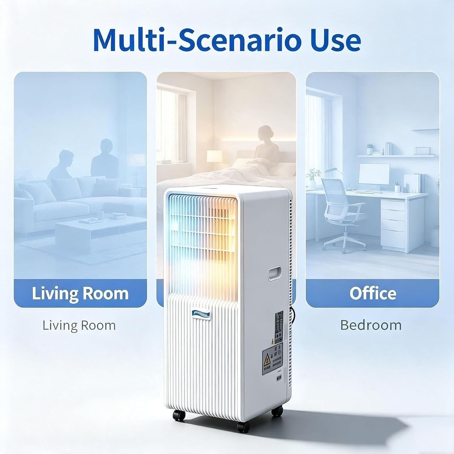 Condizionatore d'Aria Portatile 4-in-1 12000 BTU con Riscaldamento, deumidificatore, Ventola, Telecomando e Ruote, Privo di Installazione, per, A+Hot & Cold 14000 Btu, A+Hot & Cold 14000 BTU