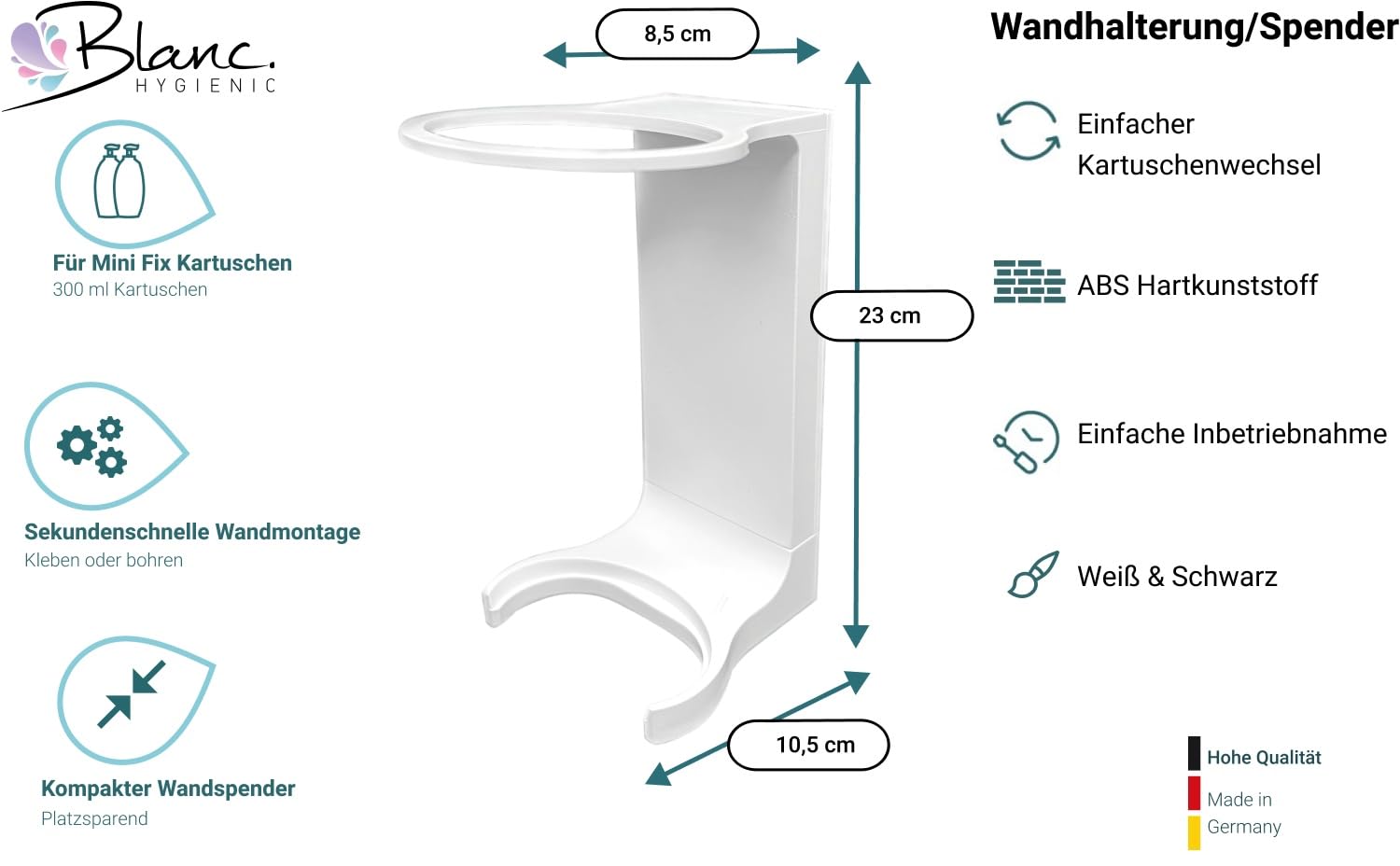 SET Intim Pflegeschaum 2x300 ml + Halter Weiß | Nachhaltiges Feuchttuch aus der Flasche mit Kamille & Aloe Vera, 2x300 ml und 2 Wandhalterungen