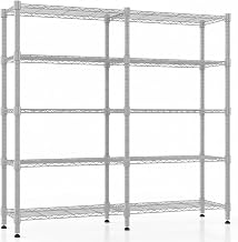 Himimi 5 Tier Metal Storage Shelving Unit, Adjustable Wire Shelving Unit, Heavy Duty Shelves with Leveling Feet, Storage Shelving 152*35*183cm, Silver