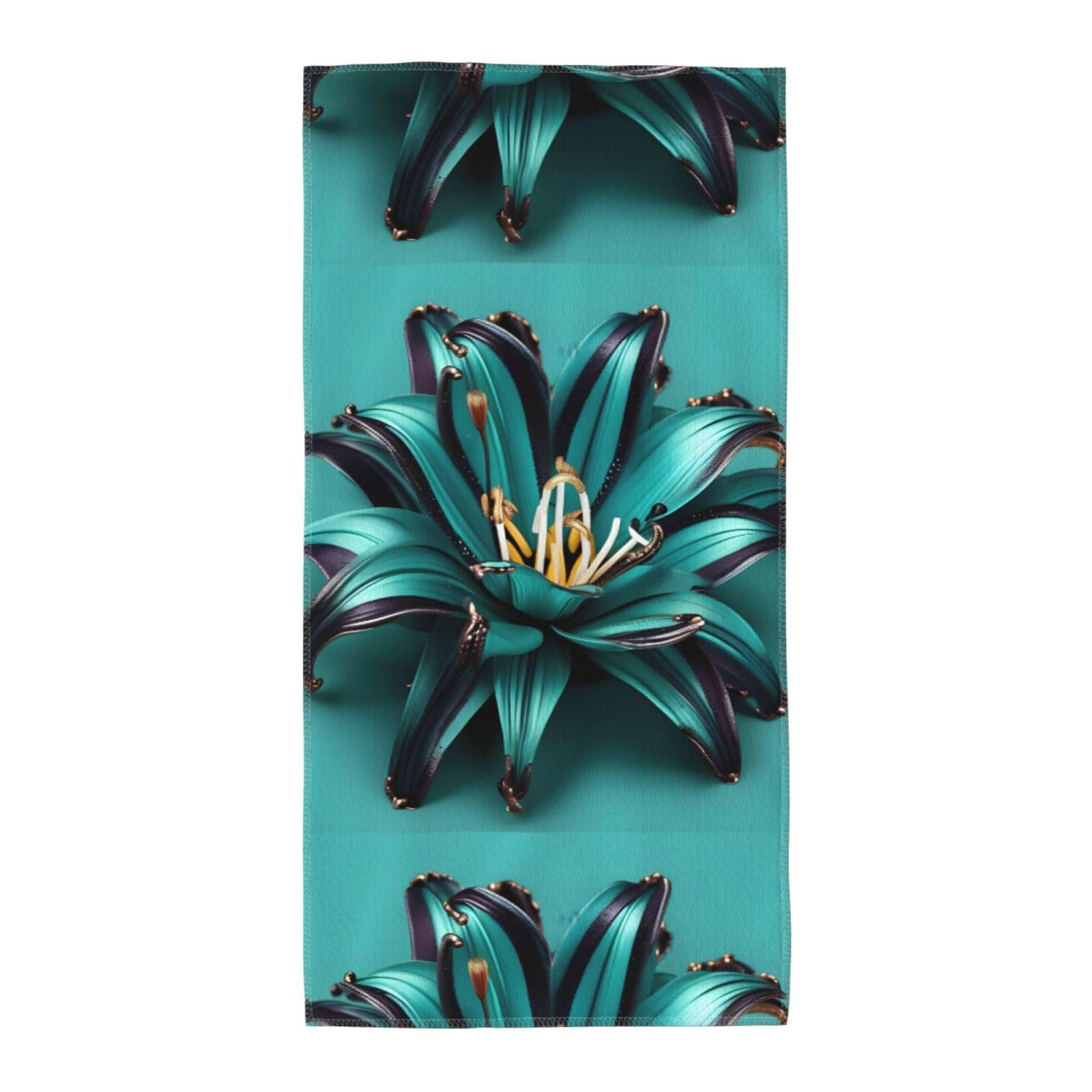 Cbaaghh Teal Lily Print Towel, Towels Thick Face Towels Fast Drying Washcloth For Bath, Spa, Gym