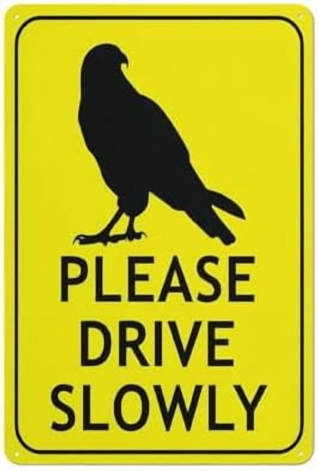(2-Pack) Metal Tin Sign Falcon Please Drive Slowly Bright Yellow Sign 12 X 8 Inch Rustproof Multicolor