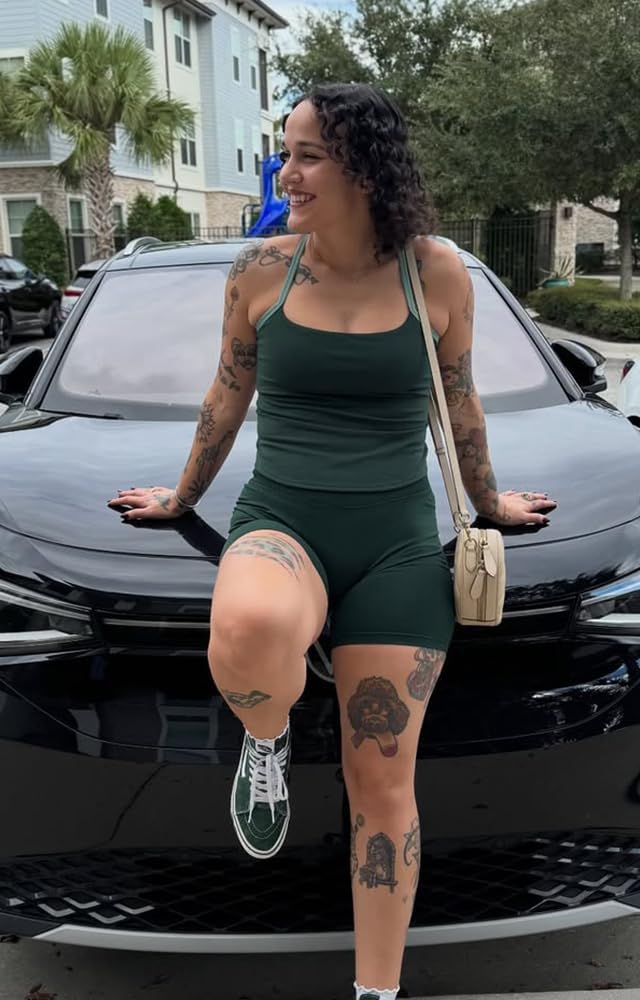 Aoxjox Women's Workout Sleeveless Color Block Lexi Tank Tops Contrasting Strap Cross Back Yoga Curve Longline Crop Top - Image 2