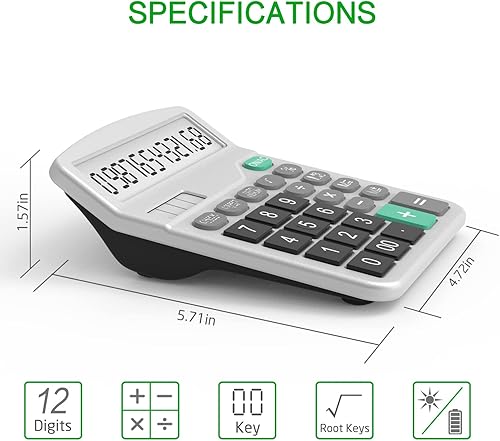 Miniatura 5 de Calculadora, Splaks - Calculadoras de escritorio funcionales estándar, batería solar y AA, calculadoras electrónicas de oficina de doble potencia