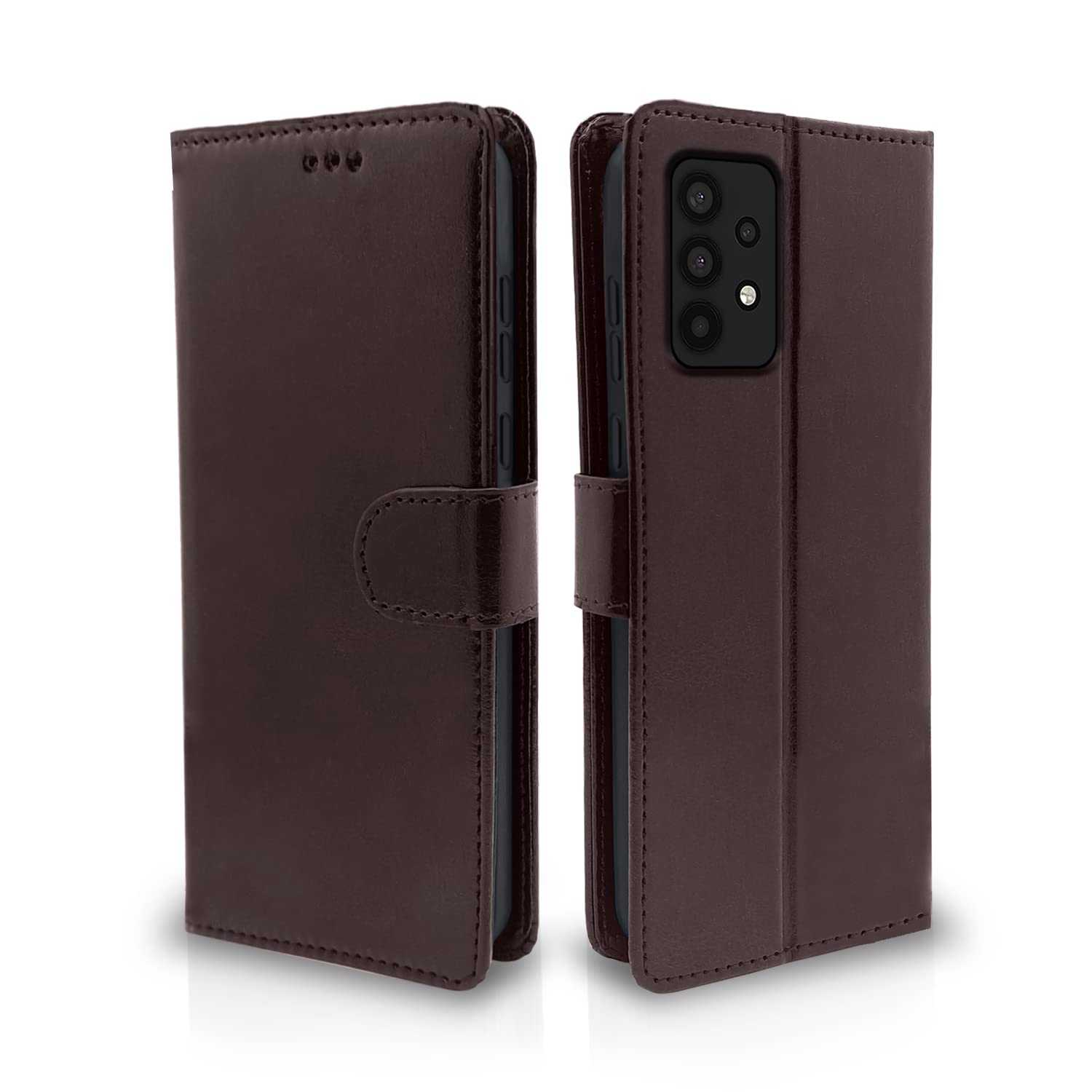 Pikkme Flip Case Leather Finish | Inside TPU with Card Pockets | Wallet Stand and Shock Proof | Magnetic Closing | Complete Protection Flip Cover for Samsung Galaxy A52 / A52s 5g (Coffee) (B0BJJCVJC8) Amazon Price History, Amazon Price Tracker