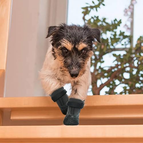Miniatura 6 de Calcetines grandes para perros, calcetines de agarre antideslizantes con correas de goma y fijación, protectores de patas antideslizantes para uso