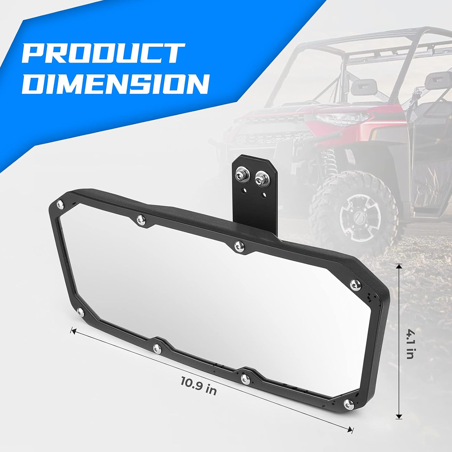 KEMIMOTO UTV Rear View Mirror Center Mirror Compatible with Polaris Ranger 500 570 900 XP 1000XP Crew 2017-2026, Require Factory Drop Down Mounting Tab
