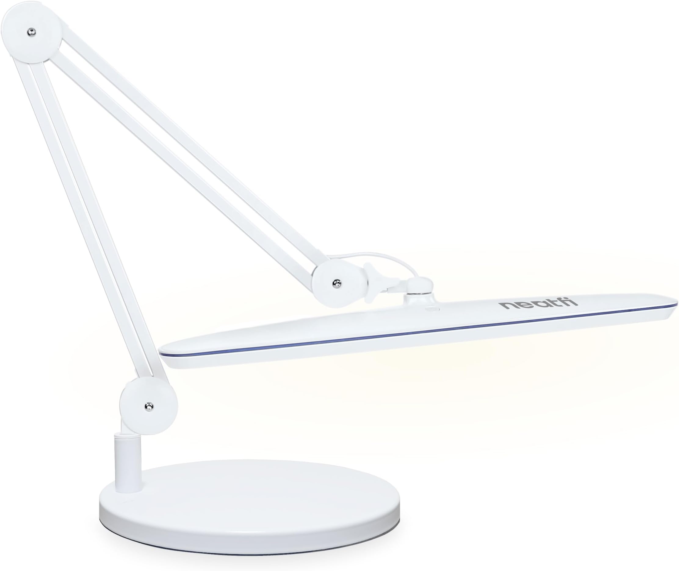 Neatfi XL 2,200 Lumens 20W LED Task Lamp – 23” Ultra-Wide Head | 182 SMD LEDs | 4 Brightness Levels | 3 Light Modes | Eye-Caring, Glare-Free | Adjustable Arm (White, CCT with Clamp)