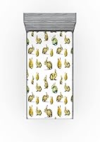 Vista 133 de Ambesonne - Sábana bajera ajustable multicolor, en colores y tres tamaños Azul y gris