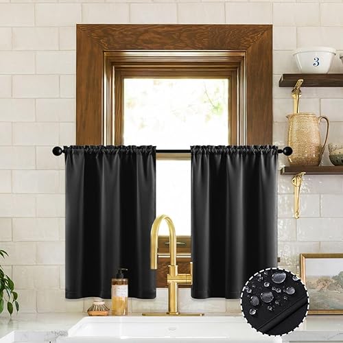 Miniatura 3 de XTMYI Cortinas opacas para ventana pequeña de cocina de 24 pulgadas sobre el fregadero, persianas opacas impermeables para ventanas de cámper,