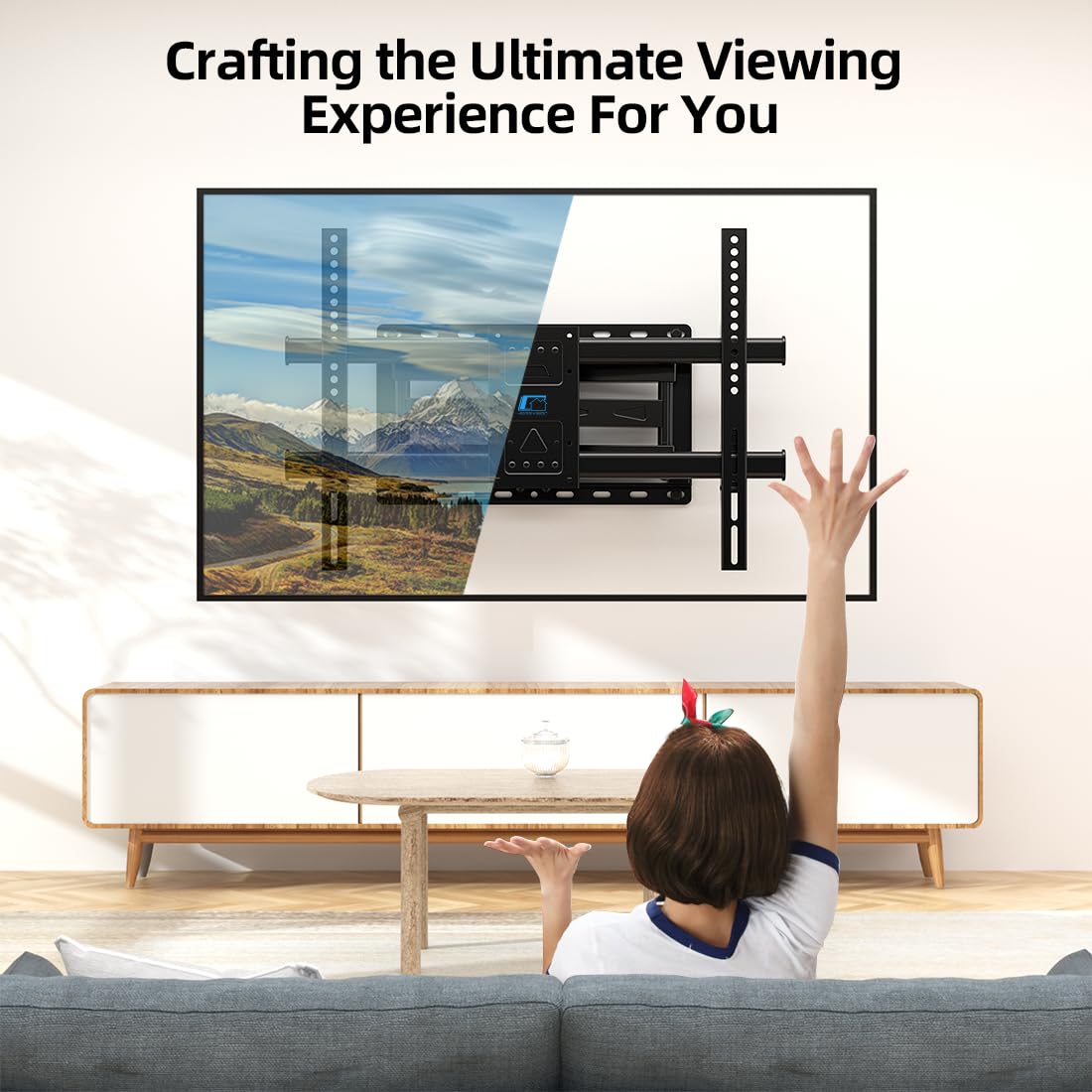 HOME VISION Full Motion TV Wall Mount for 32-85 inch TVs up to 132lbs, Fits 8”/ 12” /16” Wood Studs, TV Mount Wall Bracket with Dual Articulating Arms, Swivel, Tilt, Max VESA 600x400mm