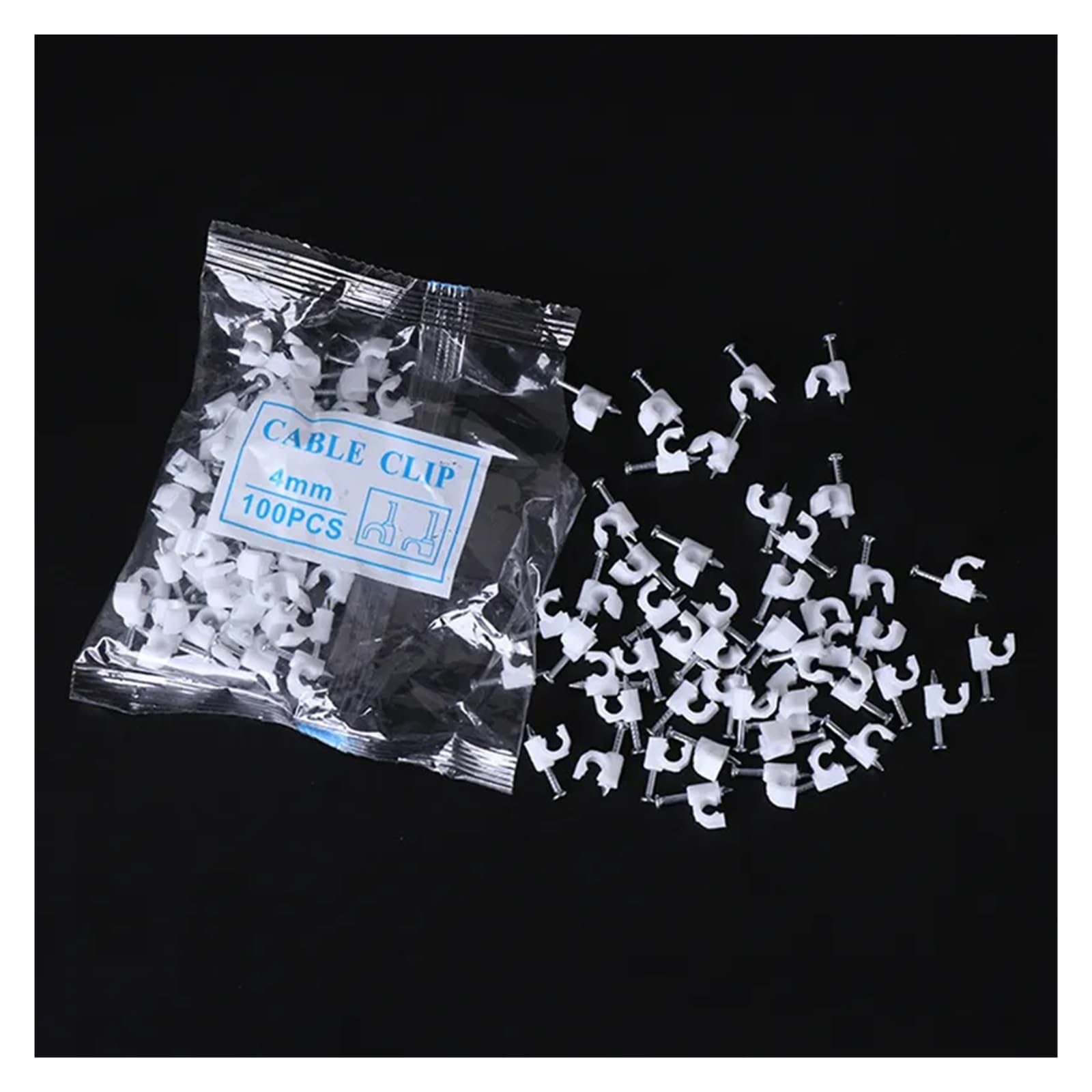 Clips pour câbles, Serre-câbles à clous en acier 12-25 mm, blanc, paquet de 100(16mm)
