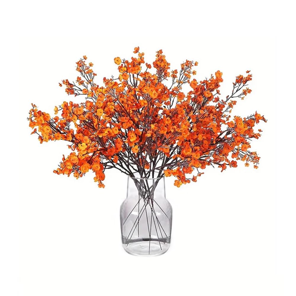 12 Pcs Fall Artificial Flowers 19.7'' Baby Breath Flowers Long Stem Silk Flowers for DIY Wedding Bouquet Table Centerpieces Flower Arrangements Home Autumn Decor,Orange โ image 1