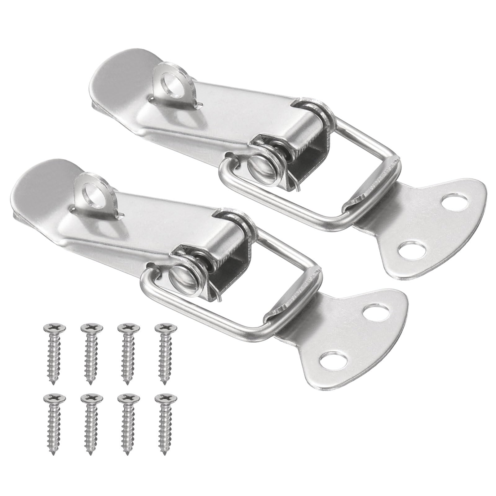 PATIKIL 2 Pcs Stainless Steel Spring Loaded Toggle Latch, 58mm/2.3" Tool Box Catch Hasp Clamp Lock with Mounting Hole and Screws for Cabinet Door Barn Wooden Case Chest
