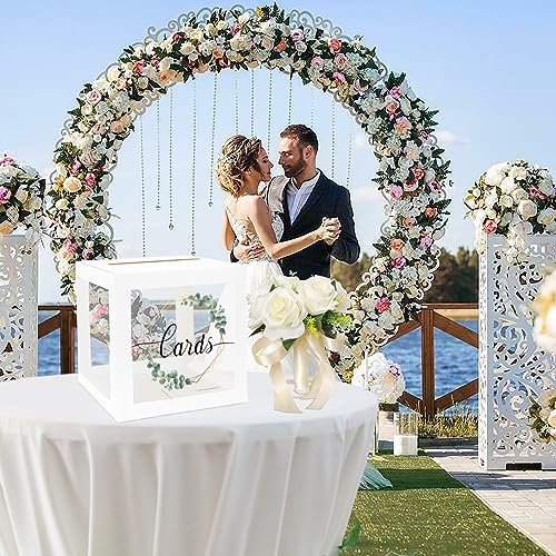 Image of 1 Pack Wedding White Card Box, Transparent Gift Card Box for Wedding Decorations for Reception, Money Box for Bridal Shower Decorations Party Reception Anniversary Baby Shower
