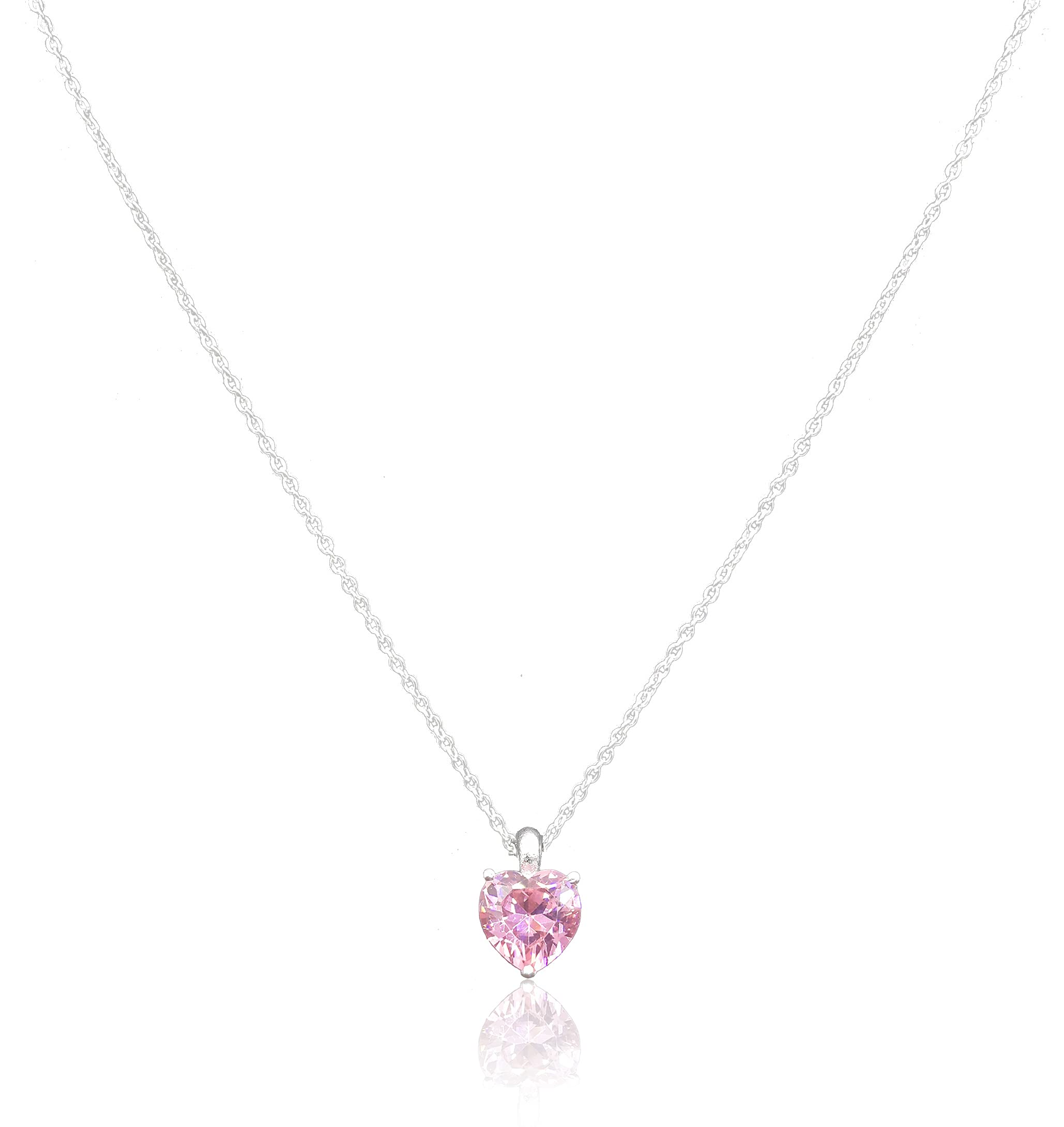 Arts on Way Silver Plated Chain with Beautiful Large Single Heart Shape Pink American Diamond (Cubic Zirconia) Stone Pendant Necklace for Women/Girls (B09B67DLPS) Amazon Price History, Amazon Price Tracker
