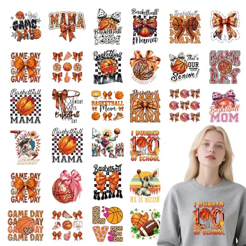 Wxiben Basketball Iron on Transfers for T-Shirts - 30 Pcs