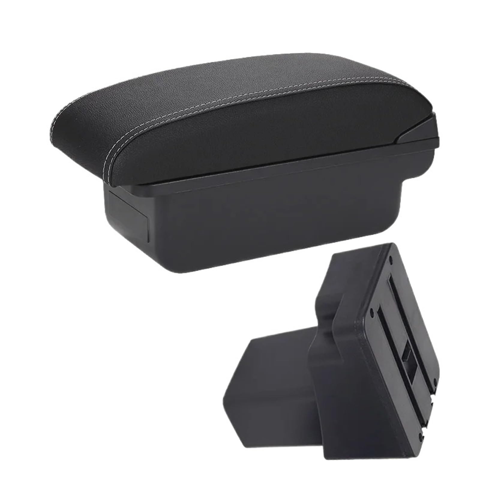 Qsnfda Car Arm Rest For Hyundai For Accent RB For Solaris For Verna 2011-2016 Car Armrest Storage Box Accessorie(C Black white NO USB)