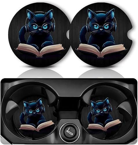 Posavasos de automóvil para portavasos de automóvil, tapete de goma antideslizante de 2.75 pulgadas con muesca para el dedo, paquete de 2 posavasos